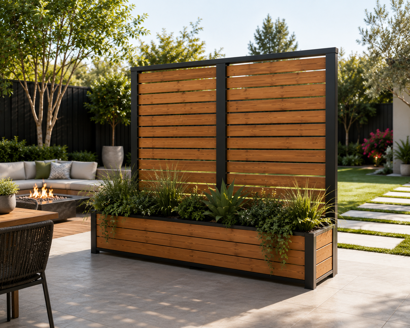 Outdoor Privacy Wall Screen with Planter
