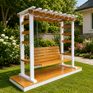 Wooden Pergola Garden Swing